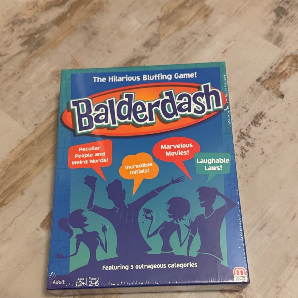 Brand new! Mattel Balderdash Game - Vibrant Blue and Orange